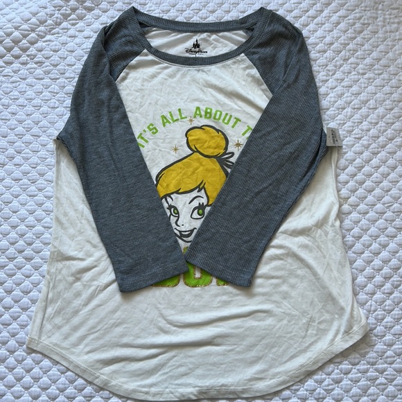 Disney Gray and White Long Sleeve Tee with Tinkerbell - Picture 2 of 4